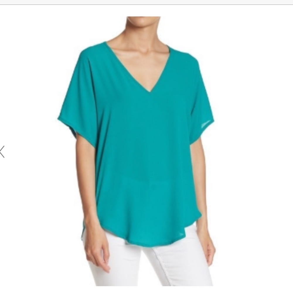 Lush Cuff Sleeve Woven Tee